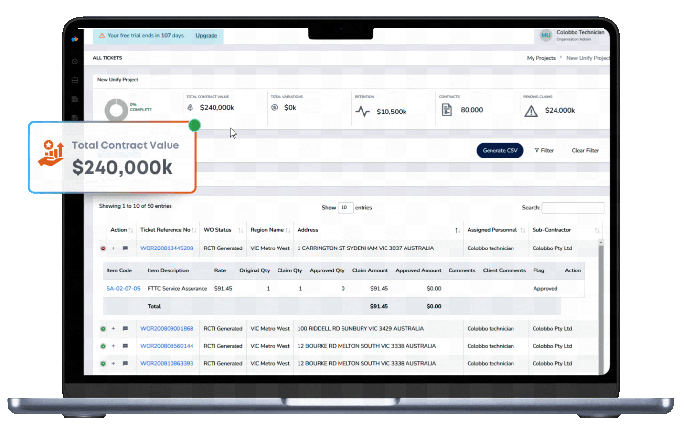 Progress Claims workflow